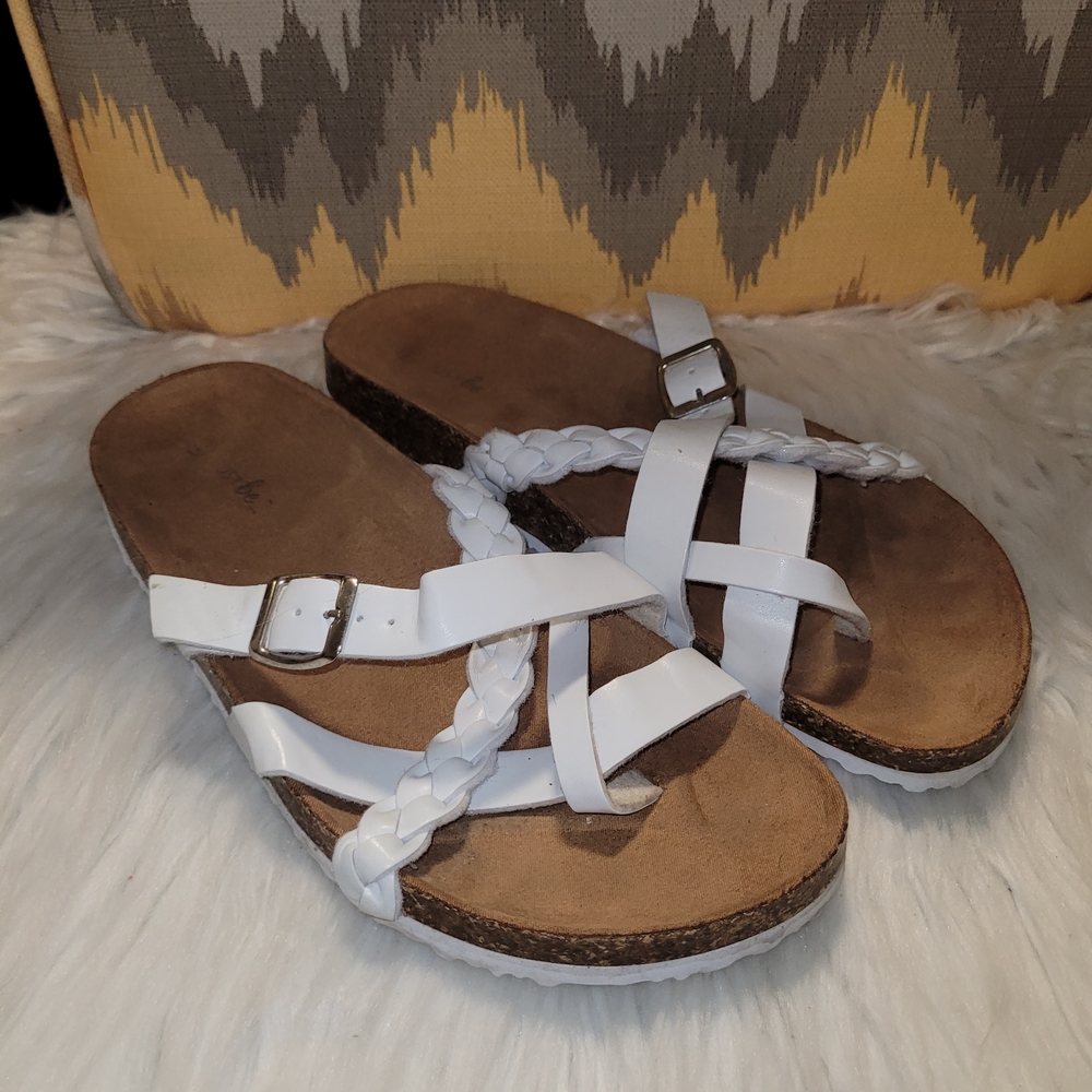 Chic White Braided Strap Sandals